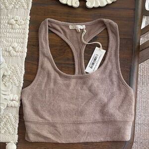 Z Supply Cocoa Ribbed Tank Bra